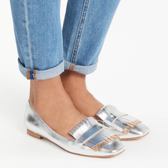 Boden Shoes - New Boden Silver Metallic Kiltie Flats